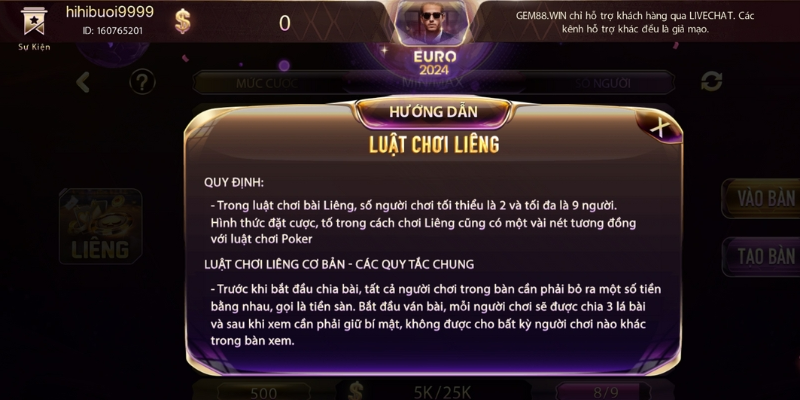 Luật chơi bài liêng tại Vinwin rất dễ hiểu